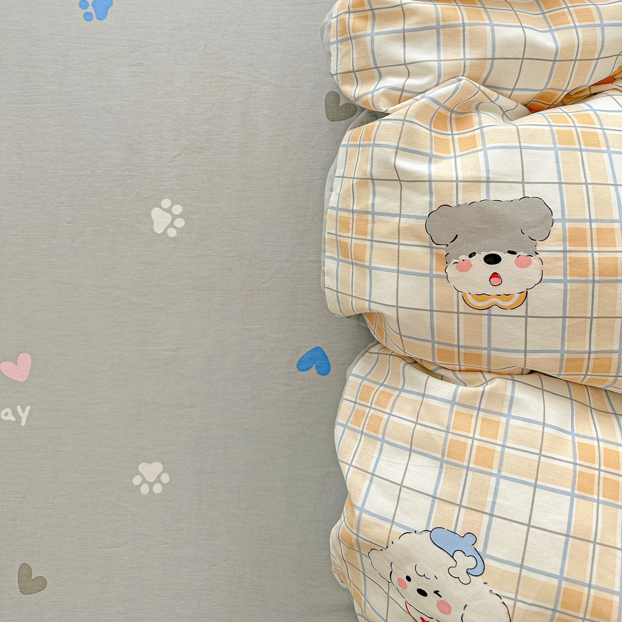 91家纺网 家纺一手货源 找家纺 恩泽家纺 2026春夏新款全棉12868印花四件套单品系列-单被套-提供买家秀，预留缩水率 甜心汪·咖