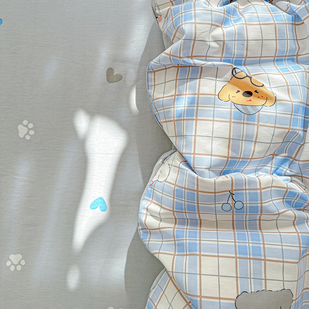 91家纺网 家纺一手货源 找家纺 恩泽家纺 2026春夏新款全棉12868印花四件套单品系列-单被套-提供买家秀，预留缩水率 甜心汪·蓝