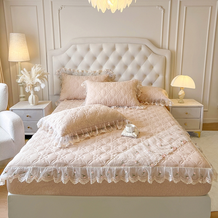 91家纺网 家纺一手货源 找家纺 （总）网红馆（ck家纺） 2026新款色织蕾丝边床裙款床笠