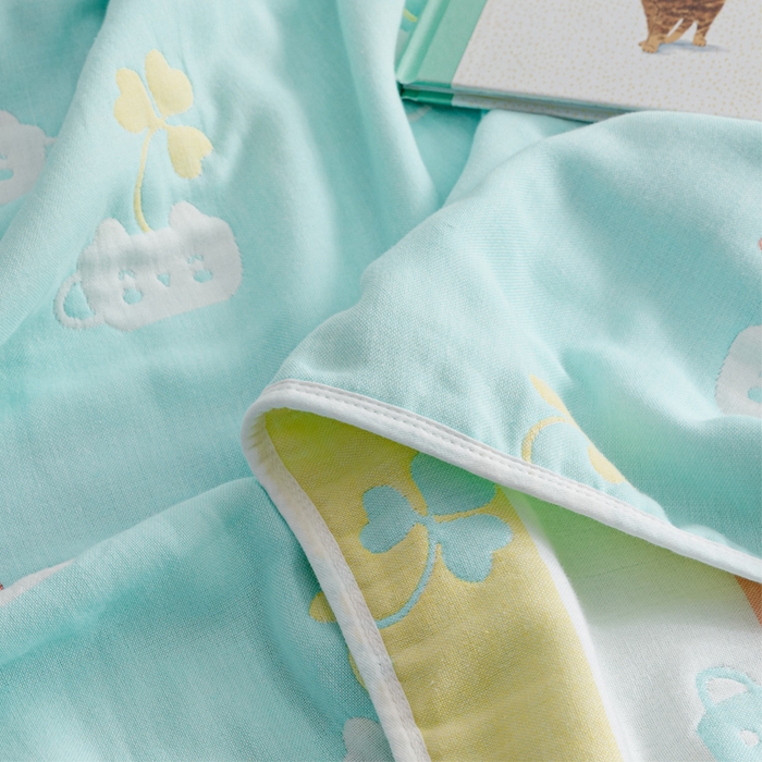 91家纺网 家纺一手货源 找家纺 朴尔家纺-毛巾被 2026春夏新款六层全棉纯棉纱布毛巾被夏被夏凉被空调被 杯中叶语-兰