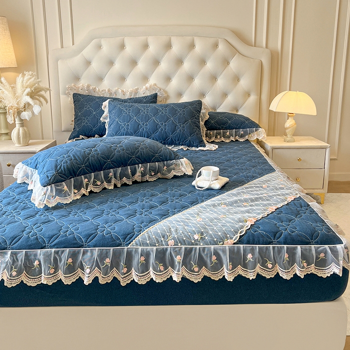 91家纺网 家纺一手货源 找家纺 （总）网红馆（ck家纺） 2026新款色织蕾丝边床裙款床笠