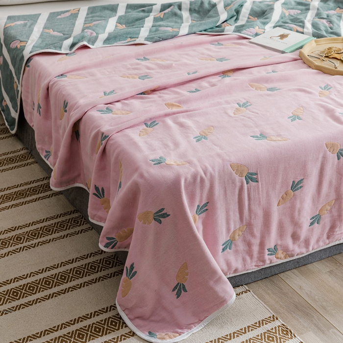 91家纺网 家纺一手货源 找家纺 朴尔家纺-毛巾被 2026春夏新款六层全棉纯棉纱布毛巾被夏被夏凉被空调被 胡萝卜-粉