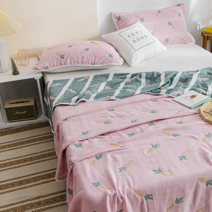 91家纺网 家纺一手货源 找家纺 朴尔家纺-毛巾被 2026春夏新款六层全棉纯棉纱布毛巾被夏被夏凉被空调被 胡萝卜-粉