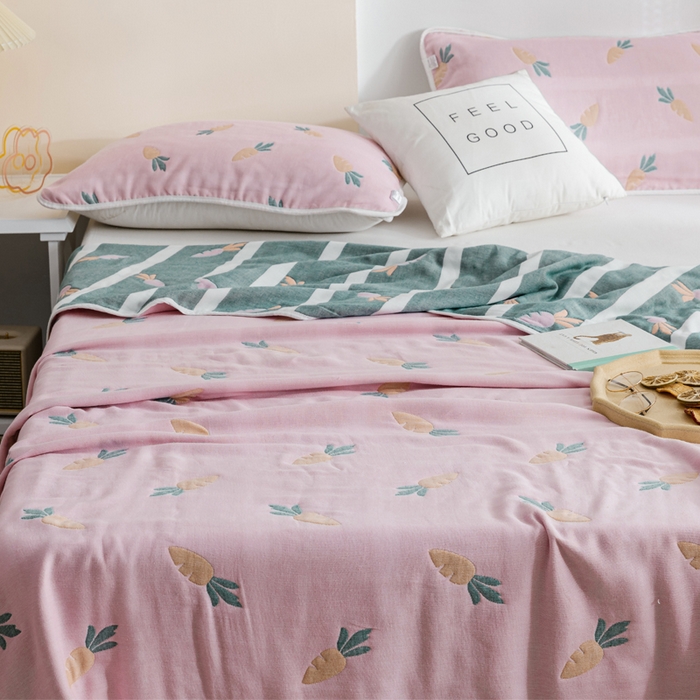 91家纺网 家纺一手货源 找家纺 朴尔家纺-毛巾被 2026春夏新款六层全棉纯棉纱布毛巾被夏被夏凉被空调被 胡萝卜-粉