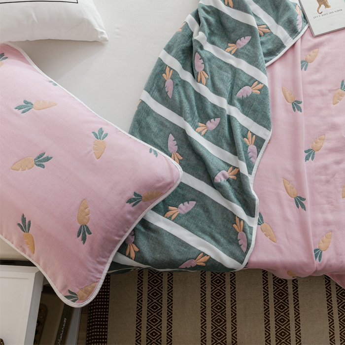 91家纺网 家纺一手货源 找家纺 朴尔家纺-毛巾被 2026春夏新款六层全棉纯棉纱布毛巾被夏被夏凉被空调被 胡萝卜-粉