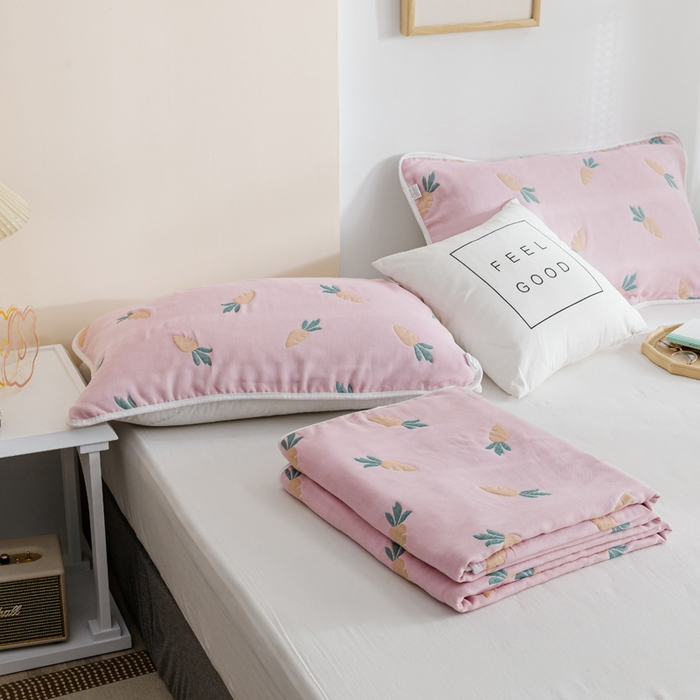 91家纺网 家纺一手货源 找家纺 朴尔家纺-毛巾被 2026春夏新款六层全棉纯棉纱布毛巾被夏被夏凉被空调被 胡萝卜-粉