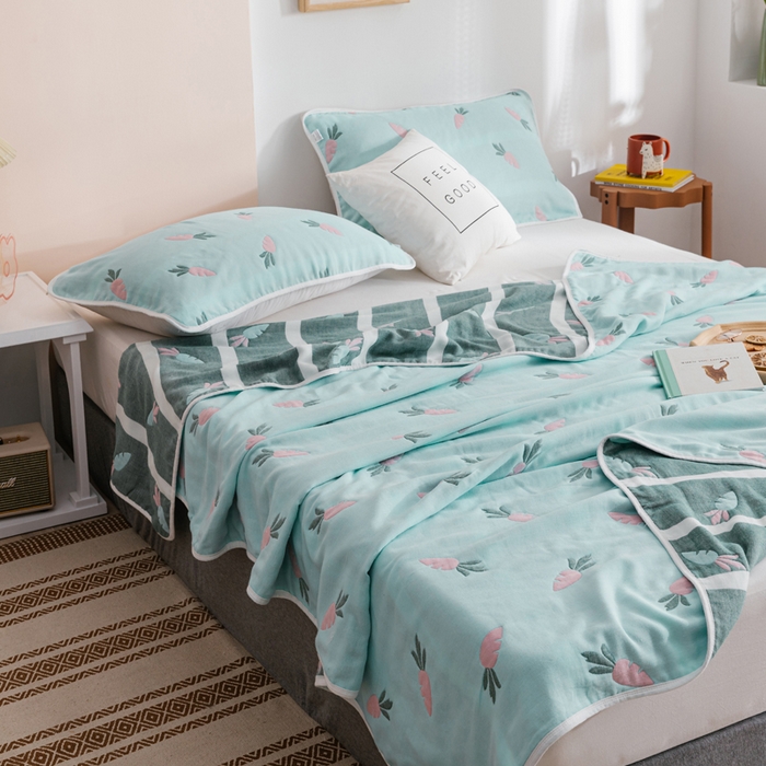 91家纺网 家纺一手货源 找家纺 朴尔家纺-毛巾被 2026春夏新款六层全棉纯棉纱布毛巾被夏被夏凉被空调被 胡萝卜-兰