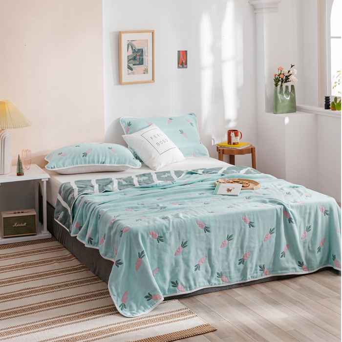 91家纺网 家纺一手货源 找家纺 朴尔家纺-毛巾被 2026春夏新款六层全棉纯棉纱布毛巾被夏被夏凉被空调被 胡萝卜-兰