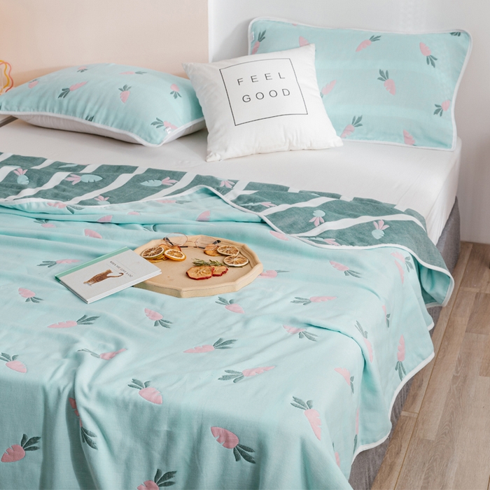 91家纺网 家纺一手货源 找家纺 朴尔家纺-毛巾被 2026春夏新款六层全棉纯棉纱布毛巾被夏被夏凉被空调被 胡萝卜-兰