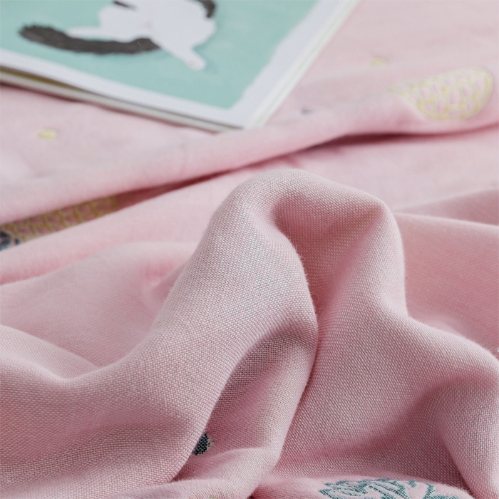 91家纺网 家纺一手货源 找家纺 朴尔家纺-毛巾被 2026春夏新款六层全棉纯棉纱布毛巾被夏被夏凉被空调被 清新菠萝-粉