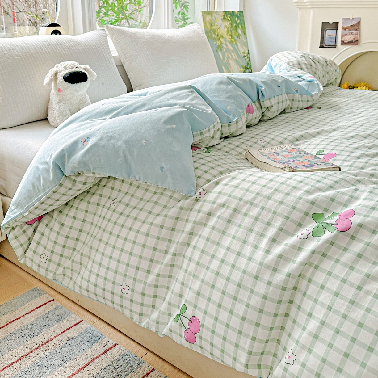 91家纺网 家纺一手货源 找家纺 恩泽家纺 2026春夏新款全棉12868印花四件套单品系列-单被套-提供买家秀，预留缩水率 晚樱