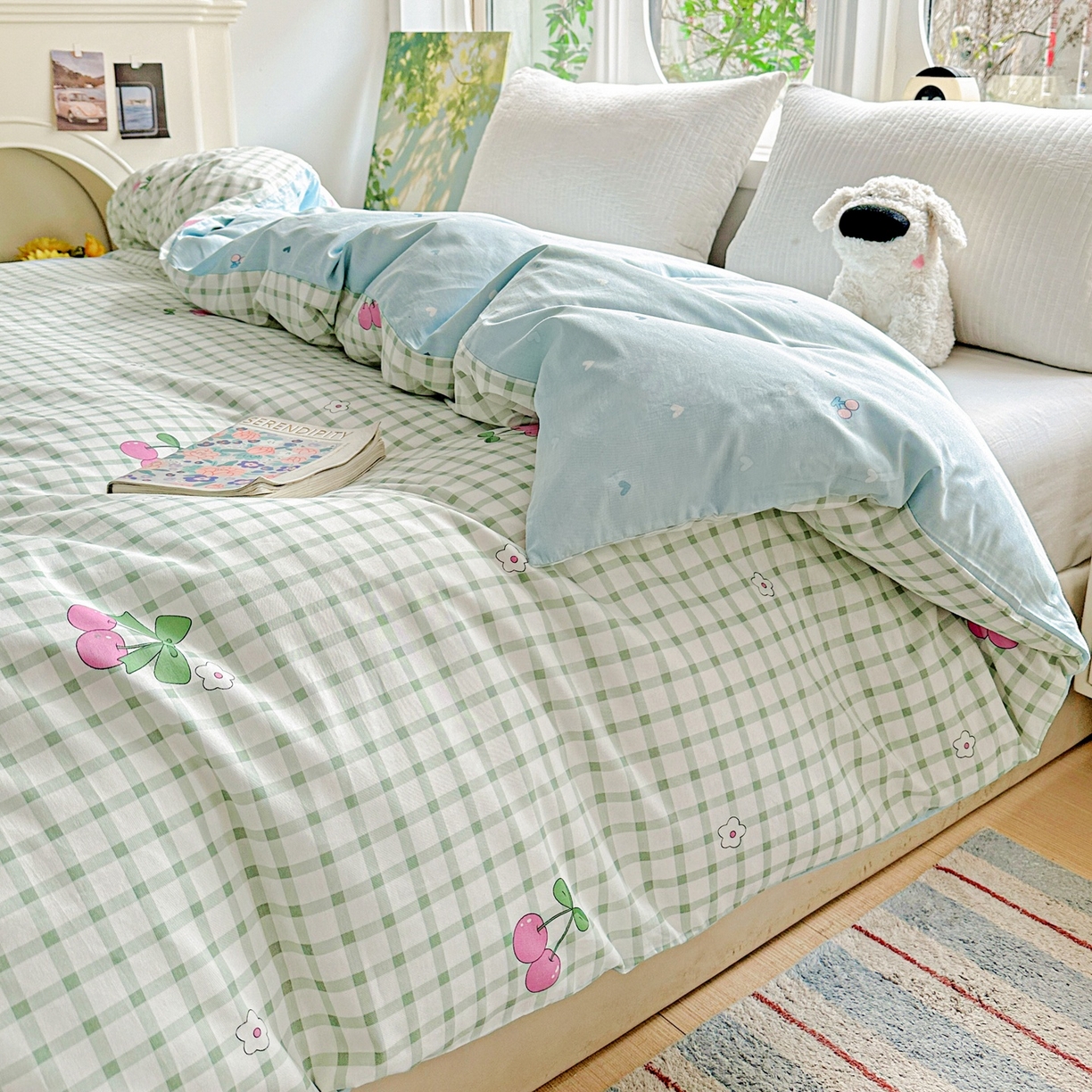 91家纺网 家纺一手货源 找家纺 恩泽家纺 2026春夏新款全棉12868印花四件套单品系列-单被套-提供买家秀，预留缩水率 晚樱