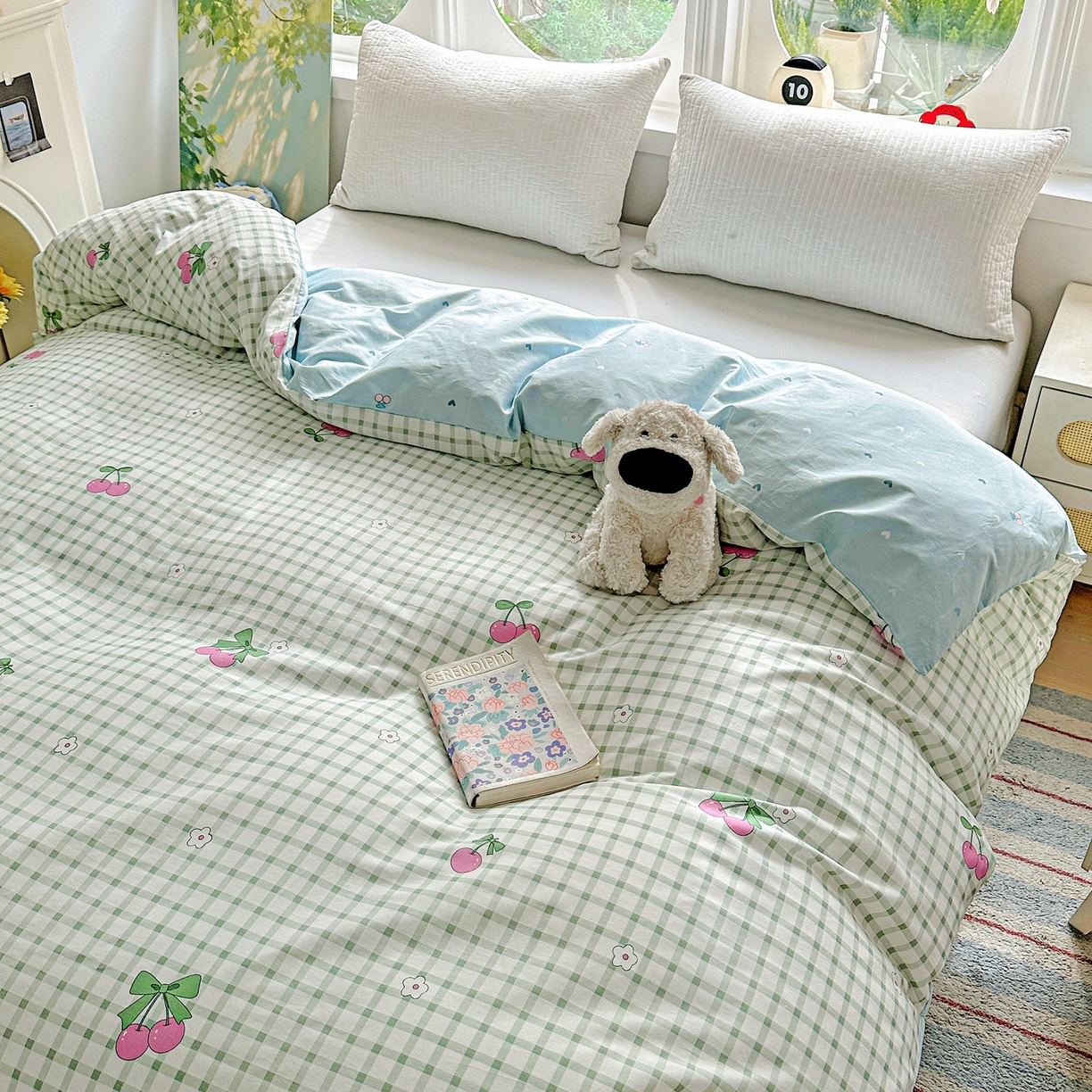 91家纺网 家纺一手货源 找家纺 恩泽家纺 2026春夏新款全棉12868印花四件套单品系列-单被套-提供买家秀，预留缩水率 晚樱