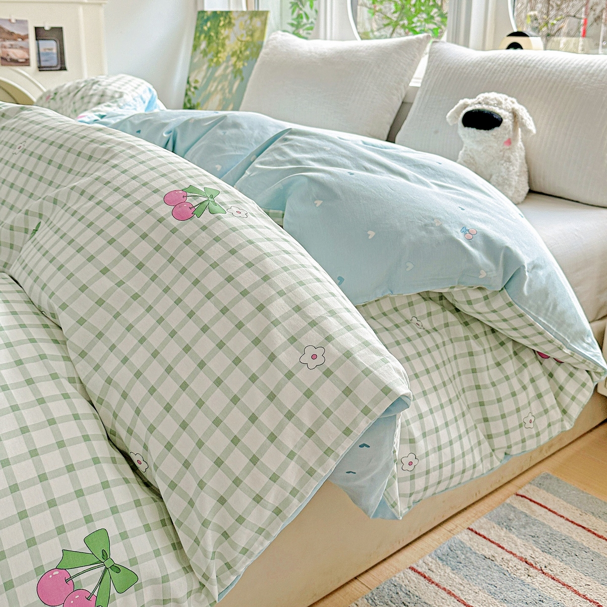 91家纺网 家纺一手货源 找家纺 恩泽家纺 2026春夏新款全棉12868印花四件套单品系列-单被套-提供买家秀，预留缩水率 晚樱