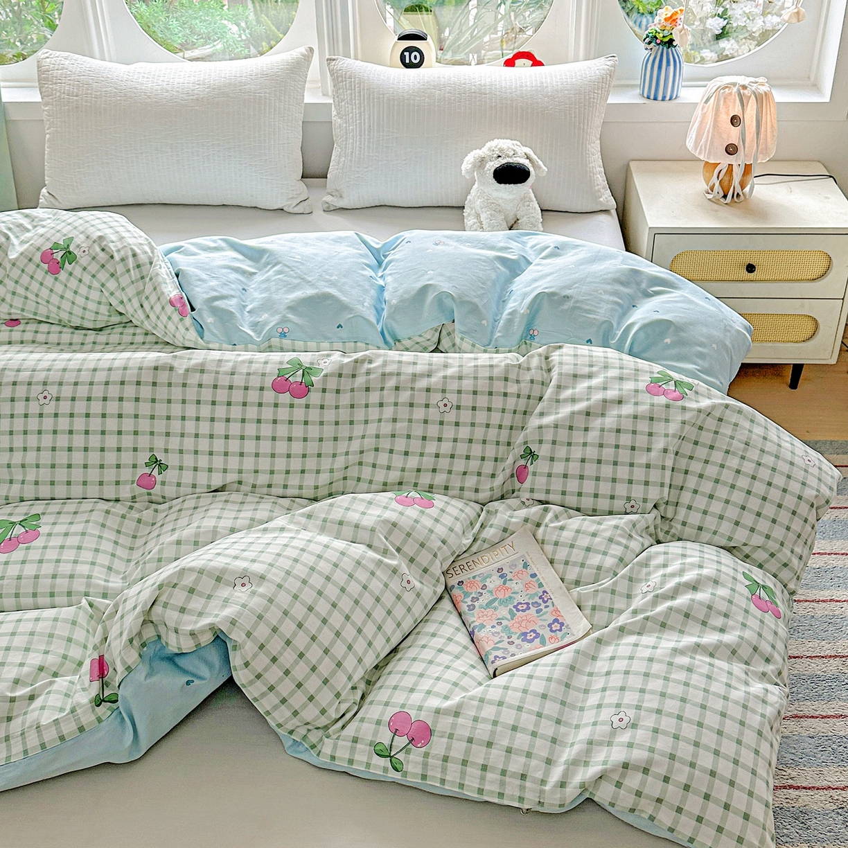 91家纺网 家纺一手货源 找家纺 恩泽家纺 2026春夏新款全棉12868印花四件套单品系列-单被套-提供买家秀，预留缩水率 晚樱