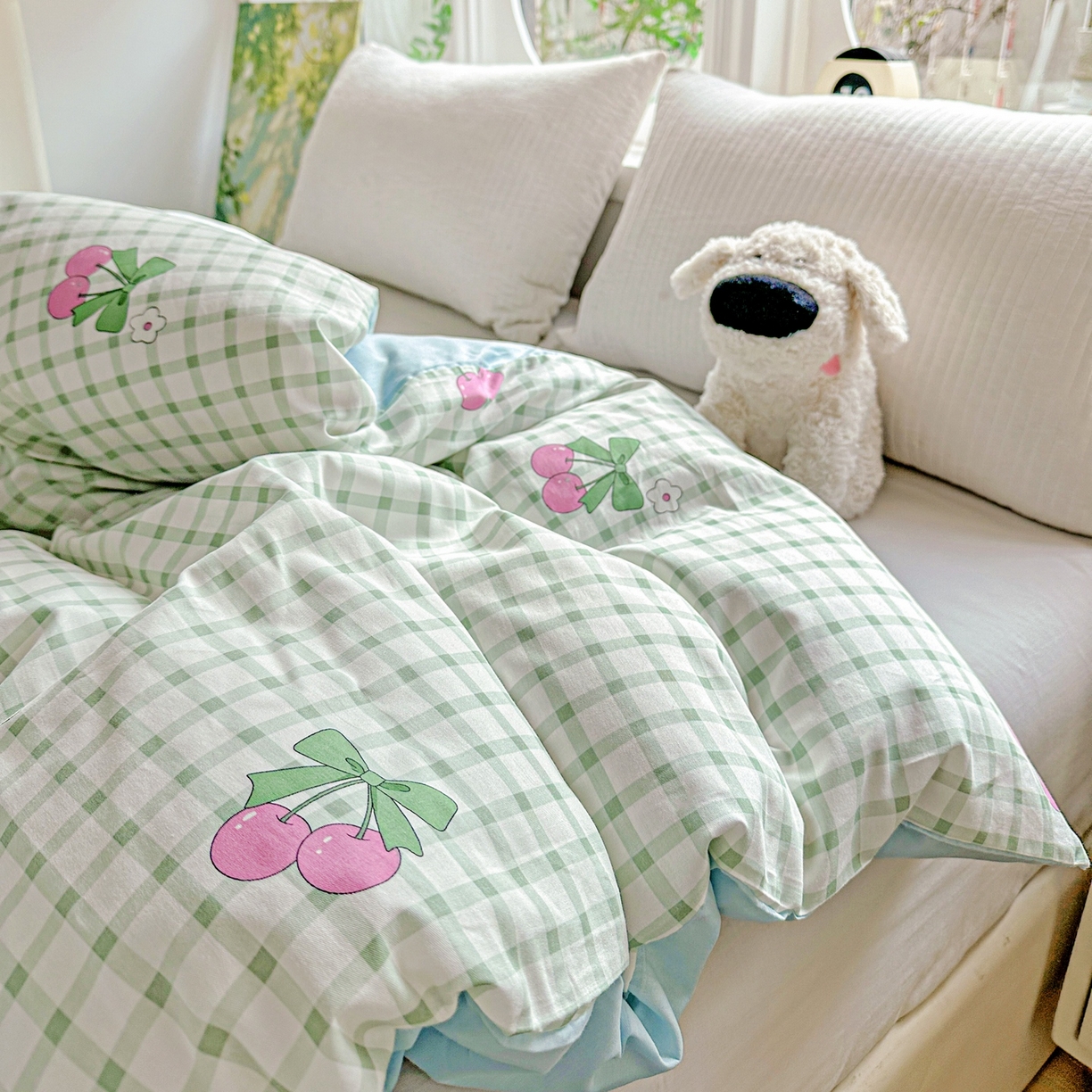 91家纺网 家纺一手货源 找家纺 恩泽家纺 2026春夏新款全棉12868印花四件套单品系列-单被套-提供买家秀，预留缩水率 晚樱