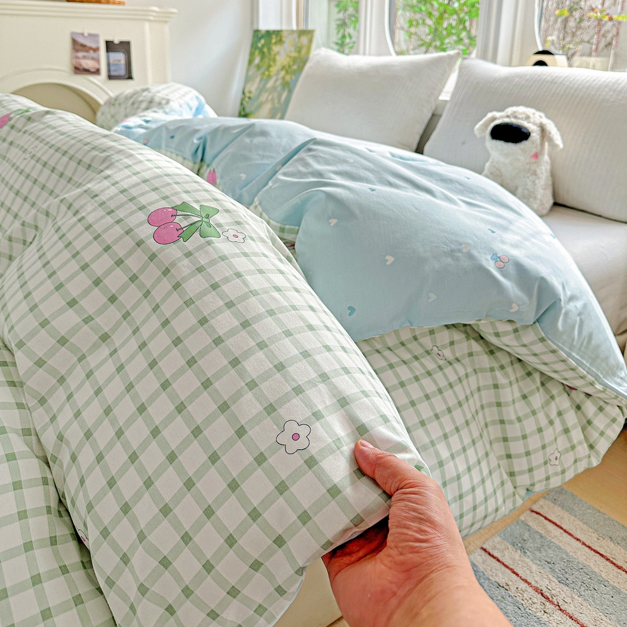 91家纺网 家纺一手货源 找家纺 恩泽家纺 2026春夏新款全棉12868印花四件套单品系列-单被套-提供买家秀，预留缩水率 晚樱