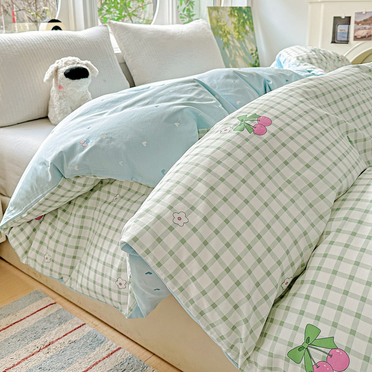 91家纺网 家纺一手货源 找家纺 恩泽家纺 2026春夏新款全棉12868印花四件套单品系列-单被套-提供买家秀，预留缩水率 晚樱