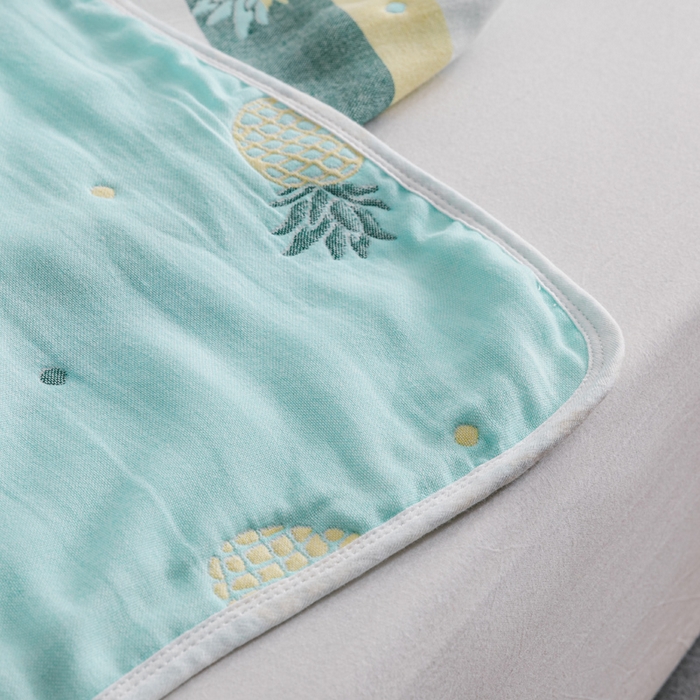 91家纺网 家纺一手货源 找家纺 朴尔家纺-毛巾被 2026春夏新款六层全棉纯棉纱布毛巾被夏被夏凉被空调被 清新菠萝-兰