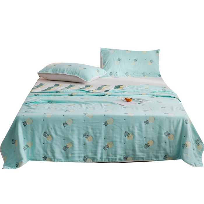 91家纺网 家纺一手货源 找家纺 朴尔家纺-毛巾被 2026春夏新款六层全棉纯棉纱布毛巾被夏被夏凉被空调被 清新菠萝-兰