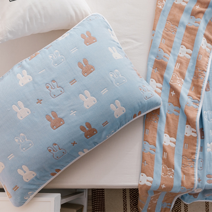 91家纺网 家纺一手货源 找家纺 朴尔家纺-毛巾被 2026春夏新款六层全棉纯棉纱布毛巾被夏被夏凉被空调被 算术小兔-兰