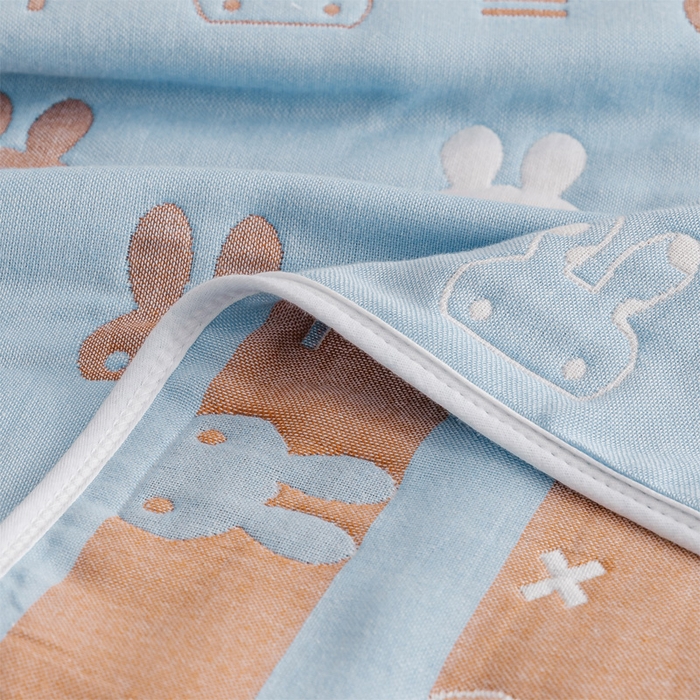 91家纺网 家纺一手货源 找家纺 朴尔家纺-毛巾被 2026春夏新款六层全棉纯棉纱布毛巾被夏被夏凉被空调被 算术小兔-兰