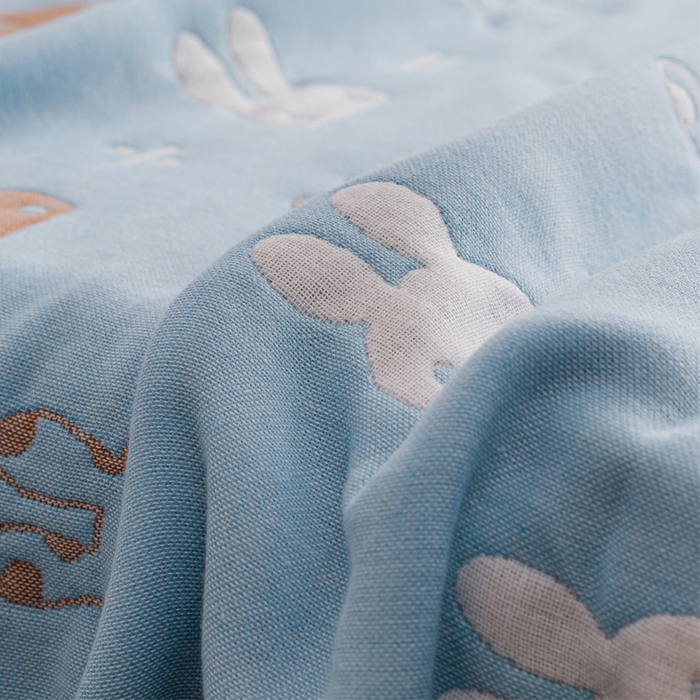 91家纺网 家纺一手货源 找家纺 朴尔家纺-毛巾被 2026春夏新款六层全棉纯棉纱布毛巾被夏被夏凉被空调被 算术小兔-兰