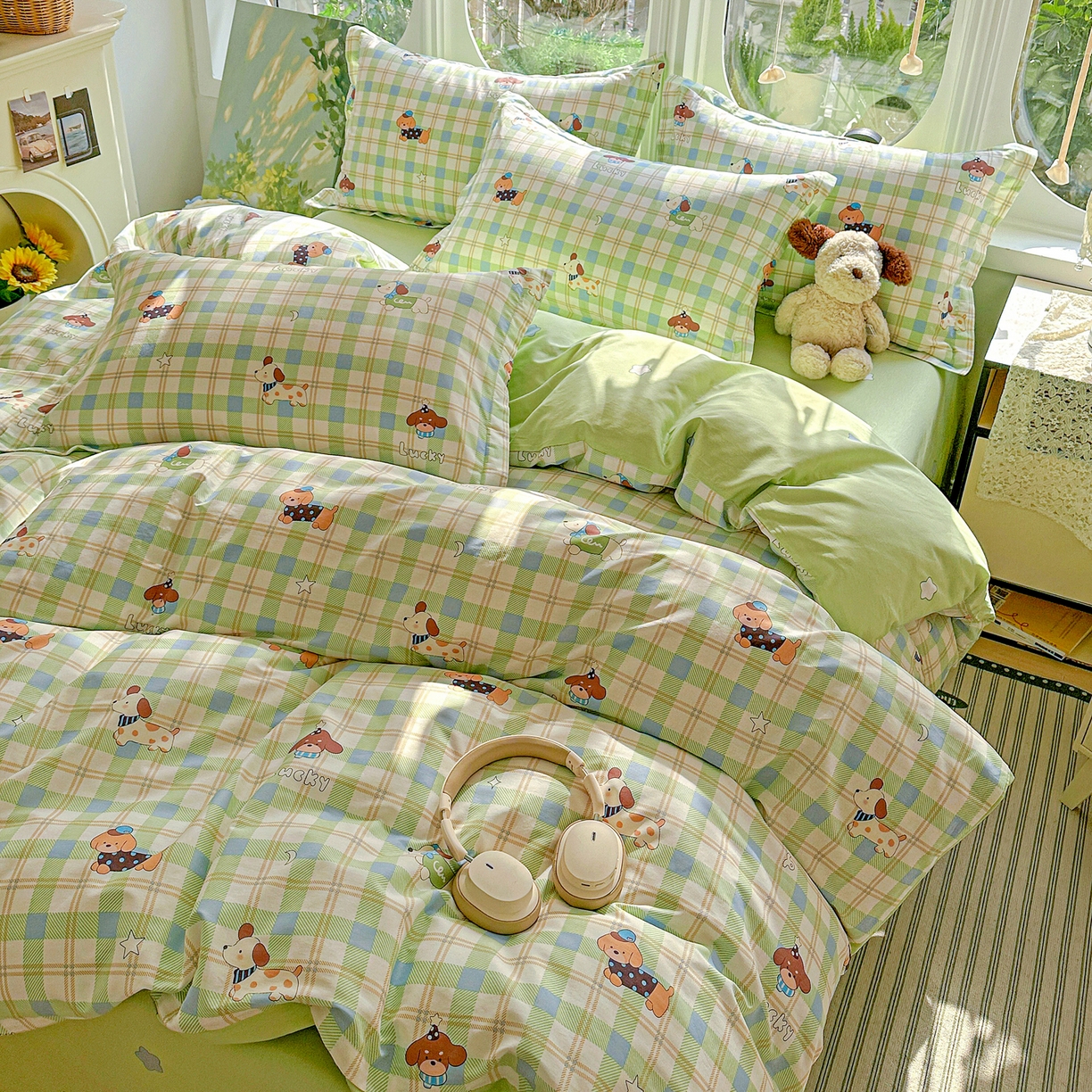 恩泽家纺 2026春夏新款全棉12868印花四件套单品系列-单被套-提供买家秀，预留缩水率 小狗乐乐