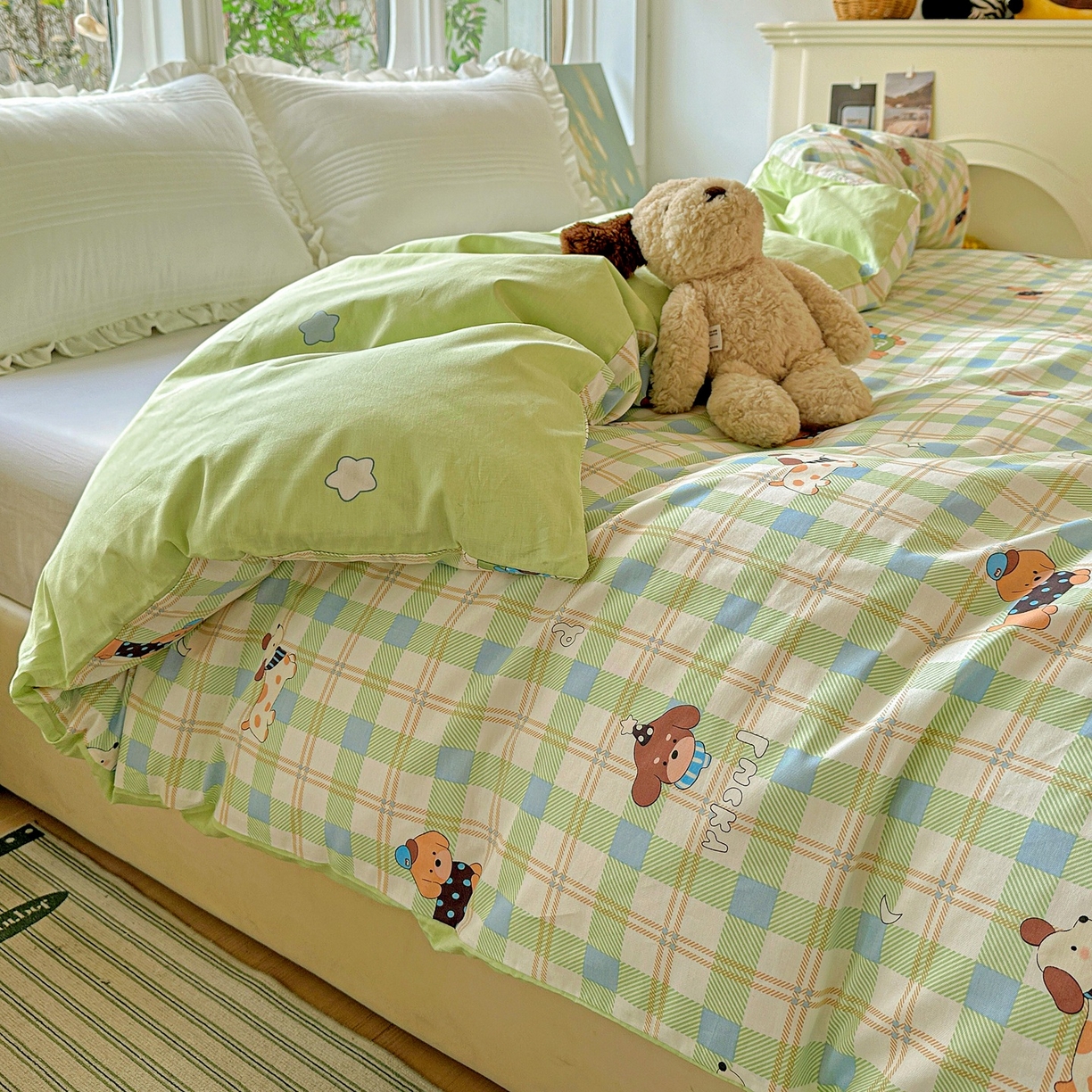 91家纺网 家纺一手货源 找家纺 恩泽家纺 2026春夏新款全棉12868印花四件套单品系列-单被套-提供买家秀，预留缩水率 小狗乐乐