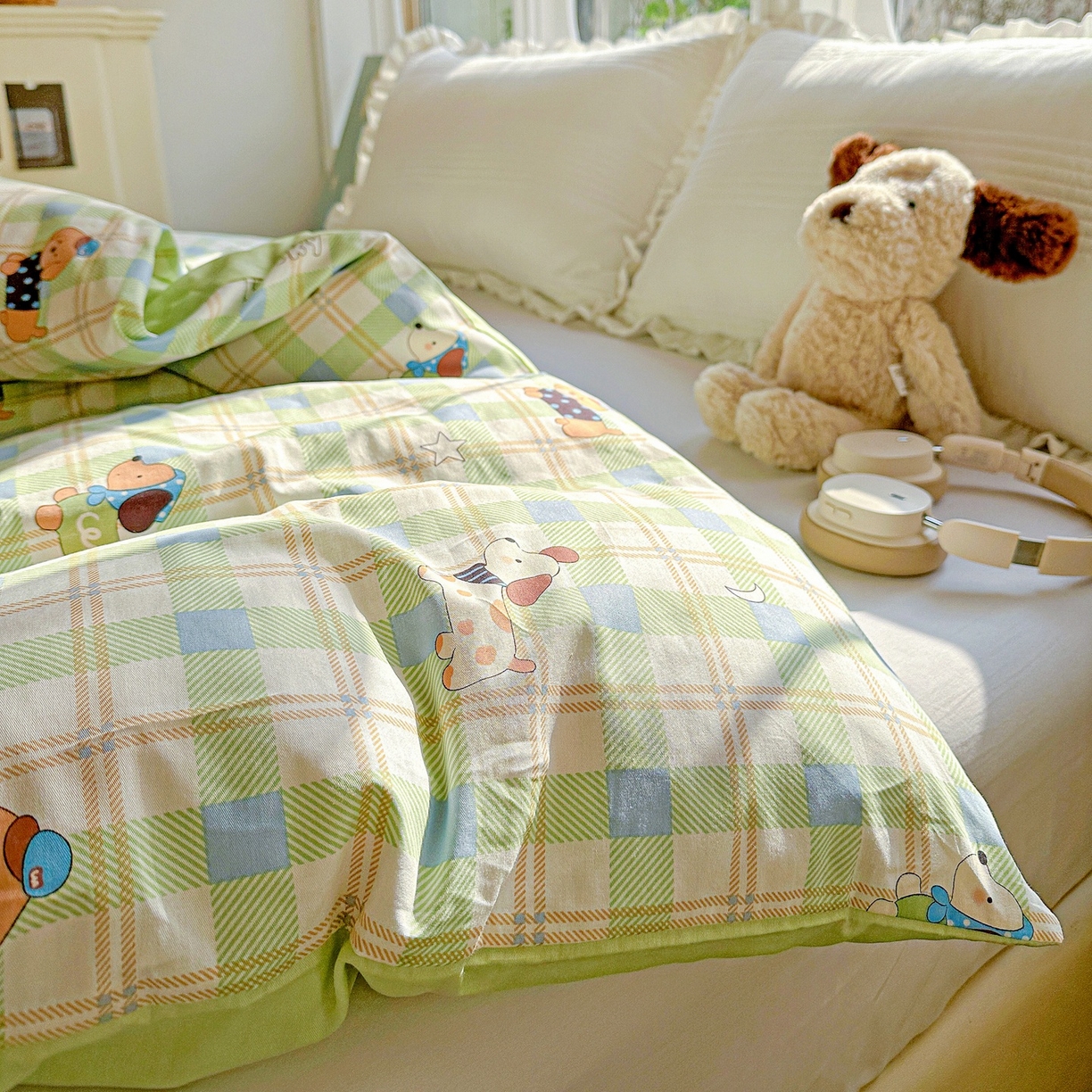 91家纺网 家纺一手货源 找家纺 恩泽家纺 2026春夏新款全棉12868印花四件套单品系列-单被套-提供买家秀，预留缩水率 小狗乐乐