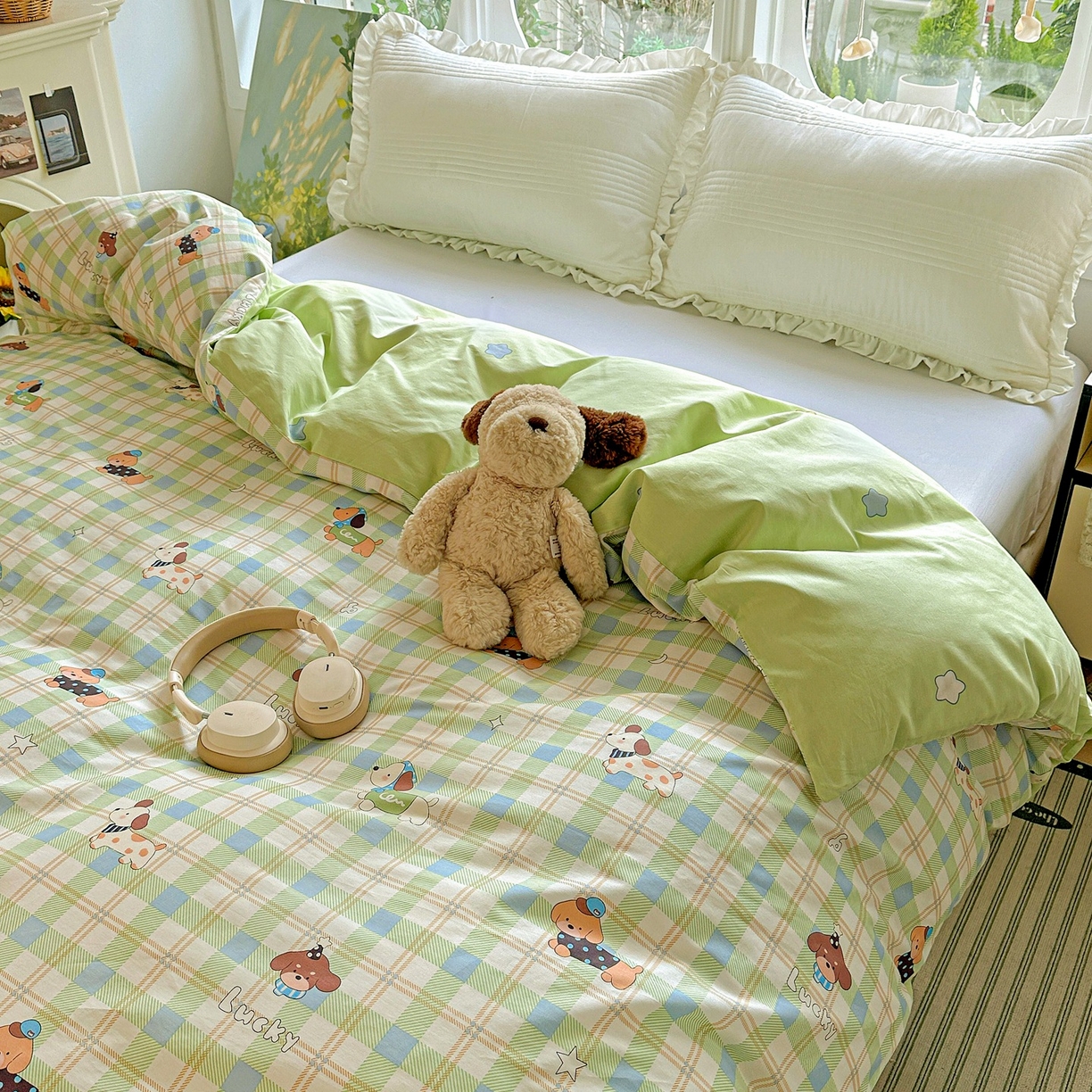 91家纺网 家纺一手货源 找家纺 恩泽家纺 2026春夏新款全棉12868印花四件套单品系列-单被套-提供买家秀，预留缩水率 小狗乐乐