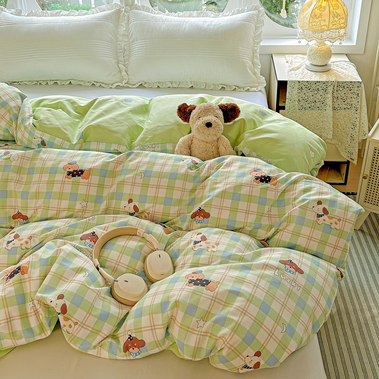 91家纺网 家纺一手货源 找家纺 恩泽家纺 2026春夏新款全棉12868印花四件套单品系列-单被套-提供买家秀，预留缩水率 小狗乐乐