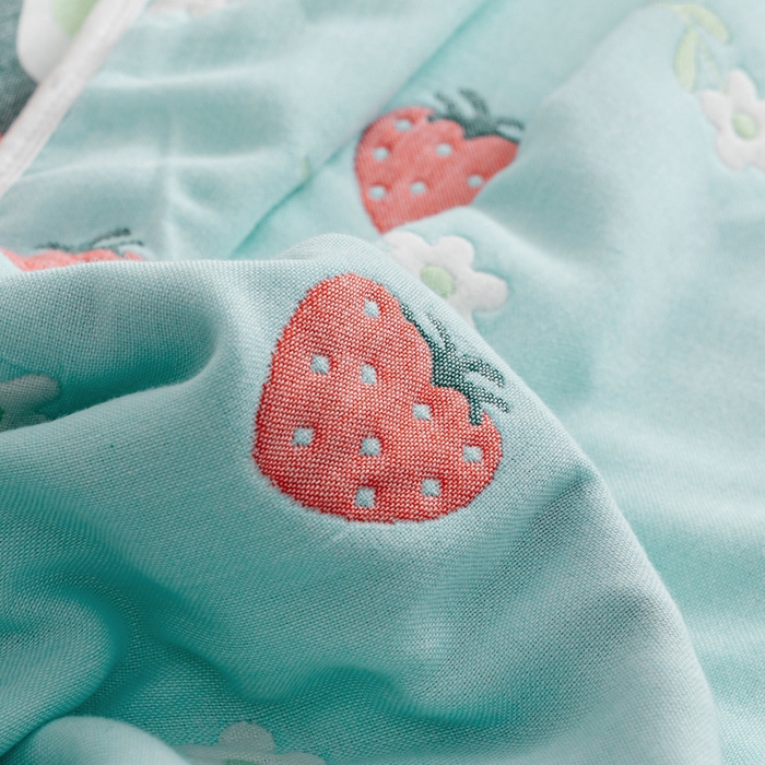 91家纺网 家纺一手货源 找家纺 朴尔家纺-毛巾被 2026春夏新款六层全棉纯棉纱布毛巾被夏被夏凉被空调被 甜甜草莓-兰