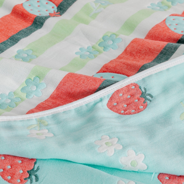 91家纺网 家纺一手货源 找家纺 朴尔家纺-毛巾被 2026春夏新款六层全棉纯棉纱布毛巾被夏被夏凉被空调被 甜甜草莓-兰