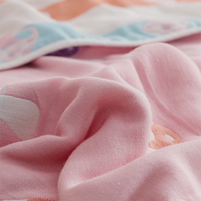 91家纺网 家纺一手货源 找家纺 朴尔家纺-毛巾被 2026春夏新款六层全棉纯棉纱布毛巾被夏被夏凉被空调被 五彩蘑菇-粉