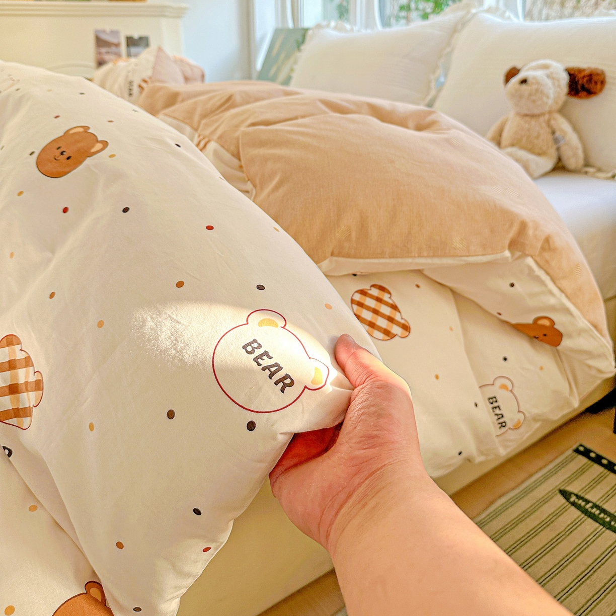 91家纺网 家纺一手货源 找家纺 恩泽家纺 2026春夏新款全棉12868印花四件套单品系列-单被套-提供买家秀，预留缩水率 小精灵