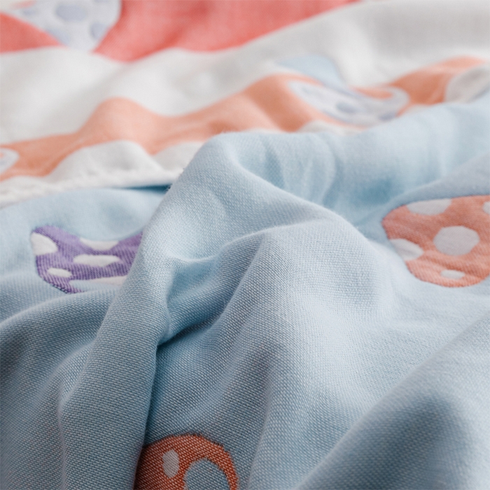 91家纺网 家纺一手货源 找家纺 朴尔家纺-毛巾被 2026春夏新款六层全棉纯棉纱布毛巾被夏被夏凉被空调被 五彩蘑菇-兰