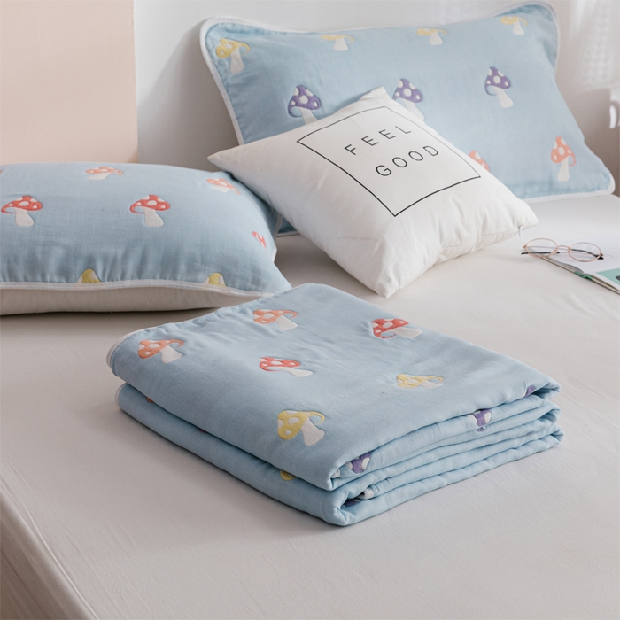 91家纺网 家纺一手货源 找家纺 朴尔家纺-毛巾被 2026春夏新款六层全棉纯棉纱布毛巾被夏被夏凉被空调被 五彩蘑菇-兰