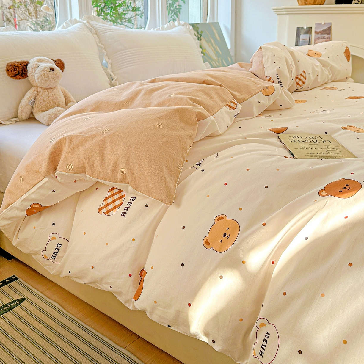 91家纺网 家纺一手货源 找家纺 恩泽家纺 2026春夏新款全棉12868印花四件套单品系列-单被套-提供买家秀，预留缩水率 小精灵