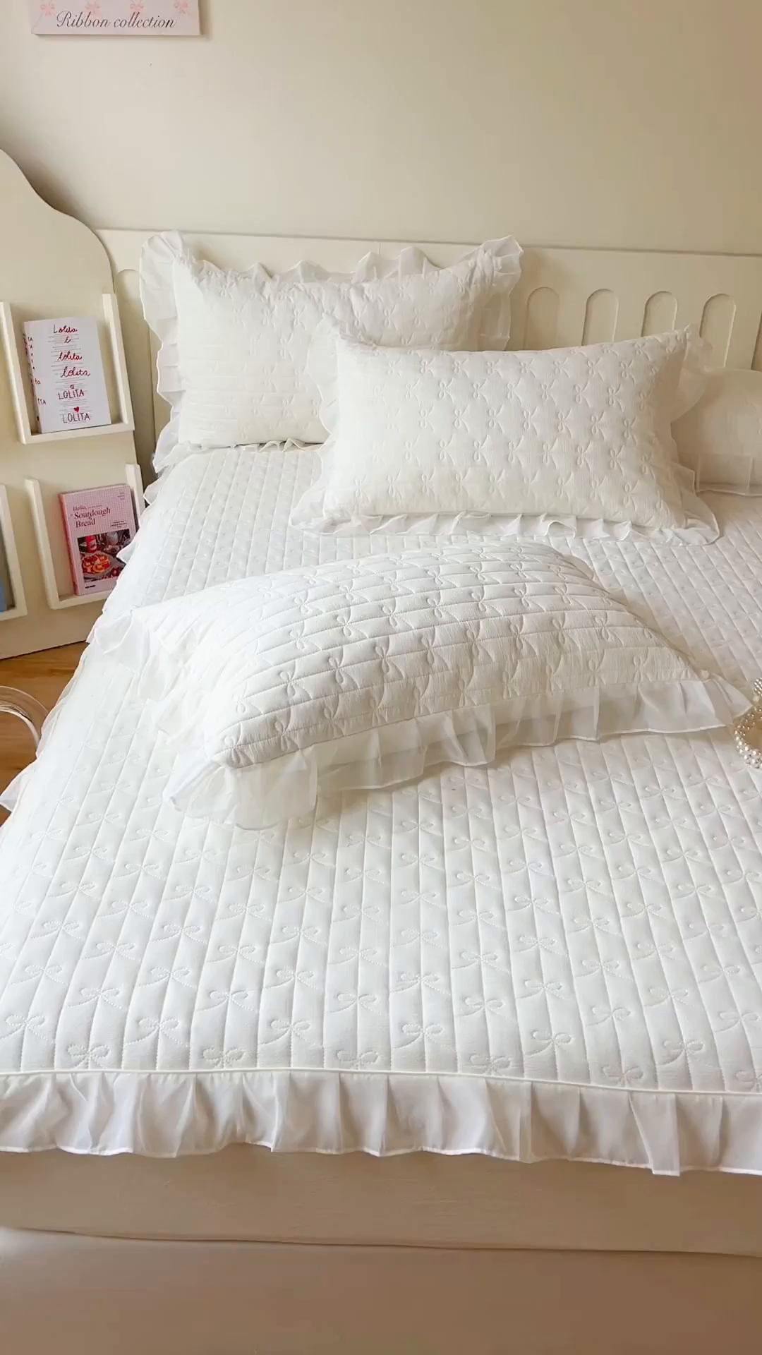 91家纺网 家纺一手货源 找家纺 （总）网红馆（ck家纺） 2026新款优舒棉花边床裙床笠--蜜糖熊