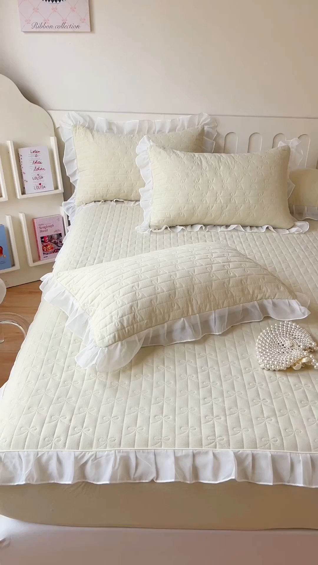 91家纺网 家纺一手货源 找家纺 网红馆（ck家纺） 2026新款优舒棉花边床裙床笠--蜜糖熊 蜜糖熊-黄