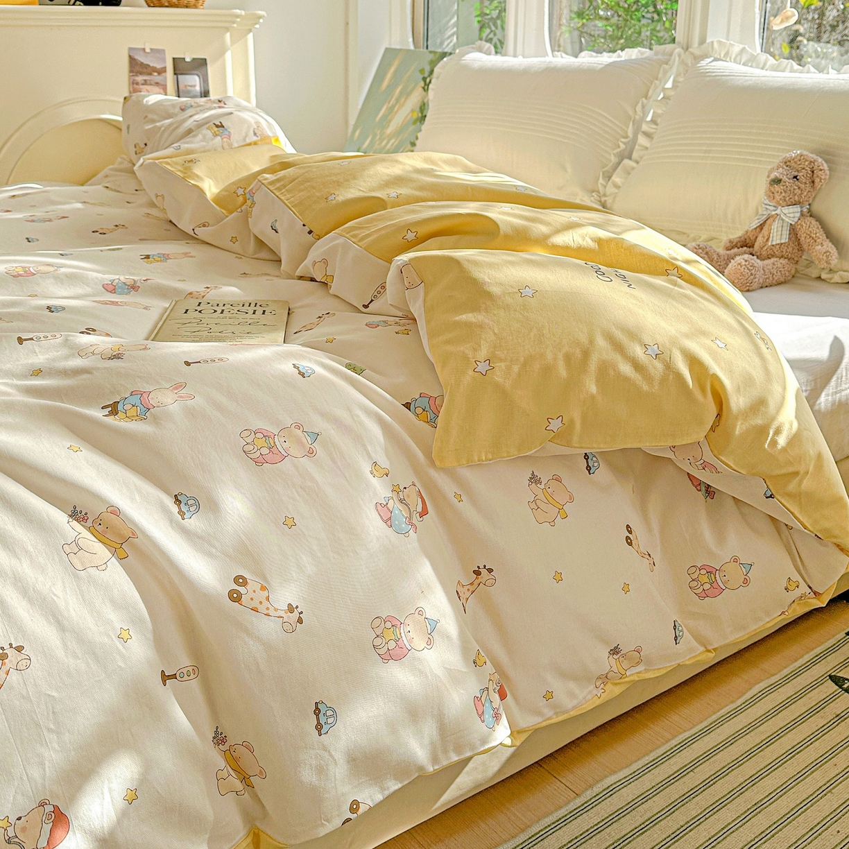 91家纺网 家纺一手货源 找家纺 恩泽家纺 2026春夏新款全棉12868印花四件套单品系列-单被套-提供买家秀，预留缩水率 小萌物