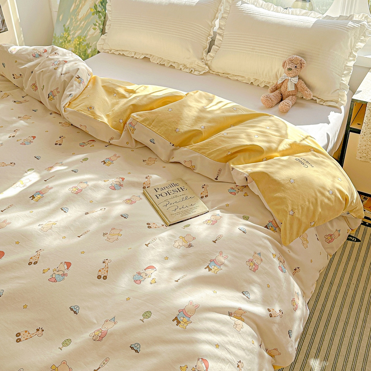 91家纺网 家纺一手货源 找家纺 恩泽家纺 2026春夏新款全棉12868印花四件套单品系列-单被套-提供买家秀，预留缩水率 小萌物