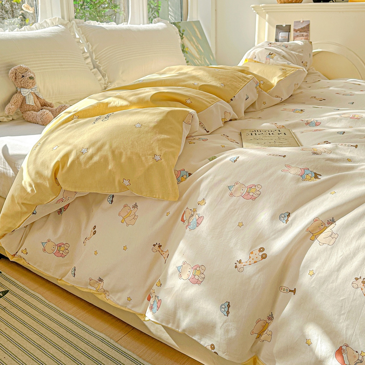 91家纺网 家纺一手货源 找家纺 恩泽家纺 2026春夏新款全棉12868印花四件套单品系列-单被套-提供买家秀，预留缩水率 小萌物