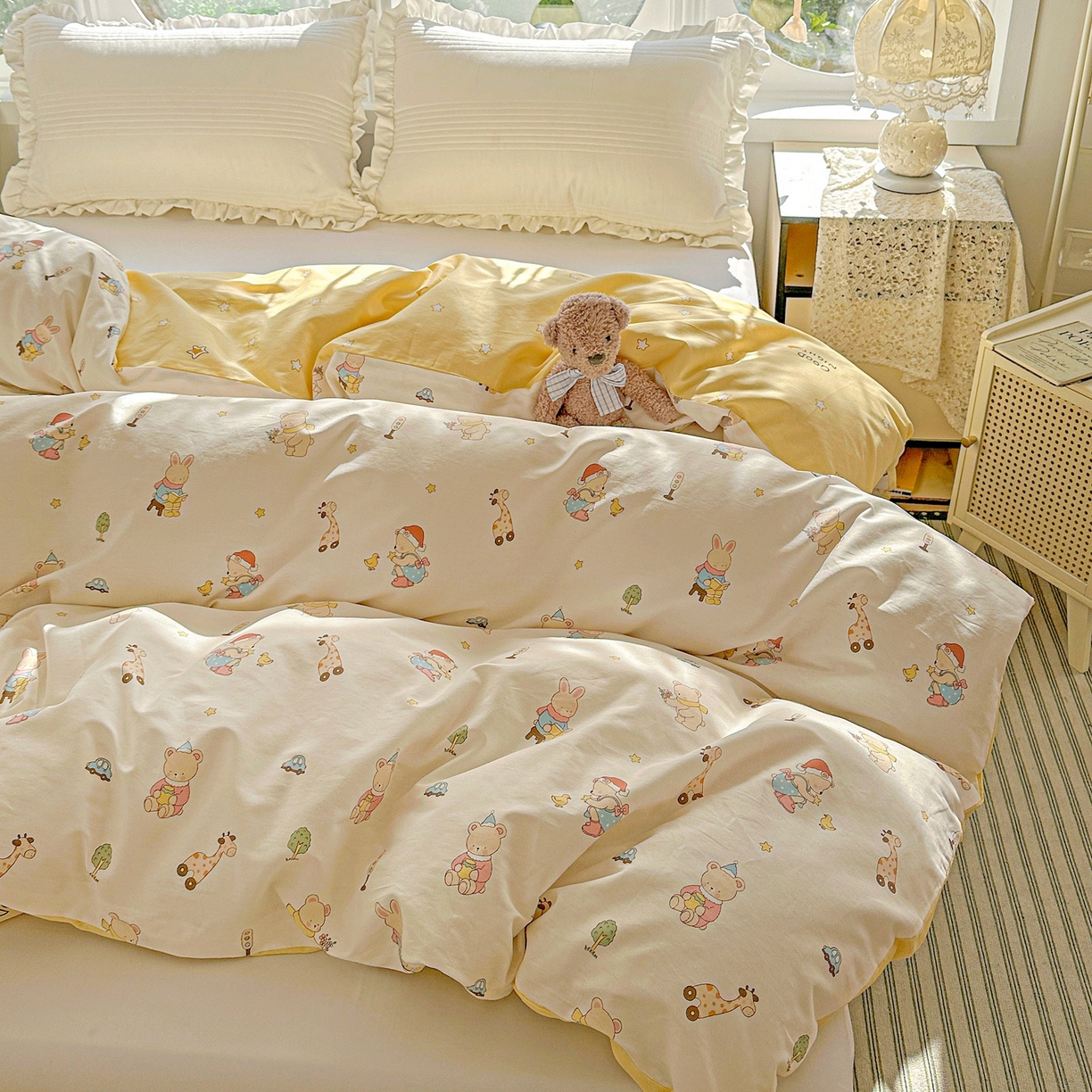 91家纺网 家纺一手货源 找家纺 恩泽家纺 2026春夏新款全棉12868印花四件套单品系列-单被套-提供买家秀，预留缩水率 小萌物