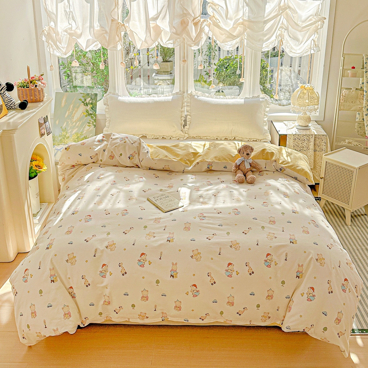 91家纺网 家纺一手货源 找家纺 恩泽家纺 2026春夏新款全棉12868印花四件套单品系列-单被套-提供买家秀，预留缩水率 小萌物