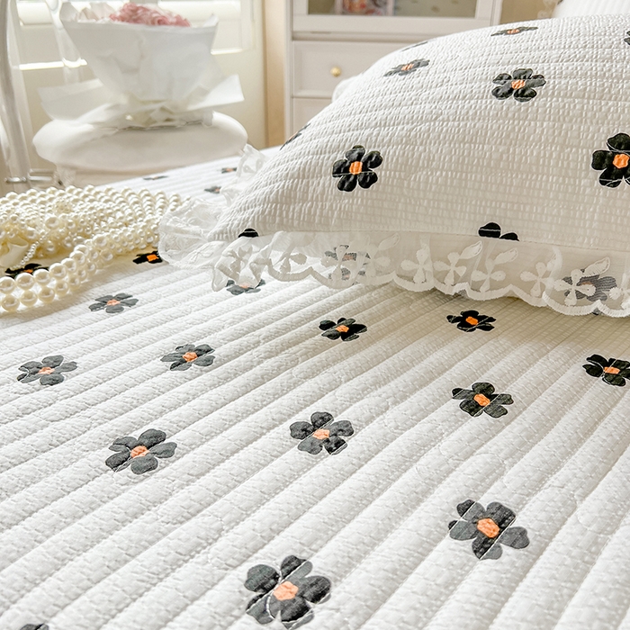 91家纺网 家纺一手货源 找家纺 网红馆（ck家纺） 2026新款泡泡棉印花床笠三件套 花儿朵朵