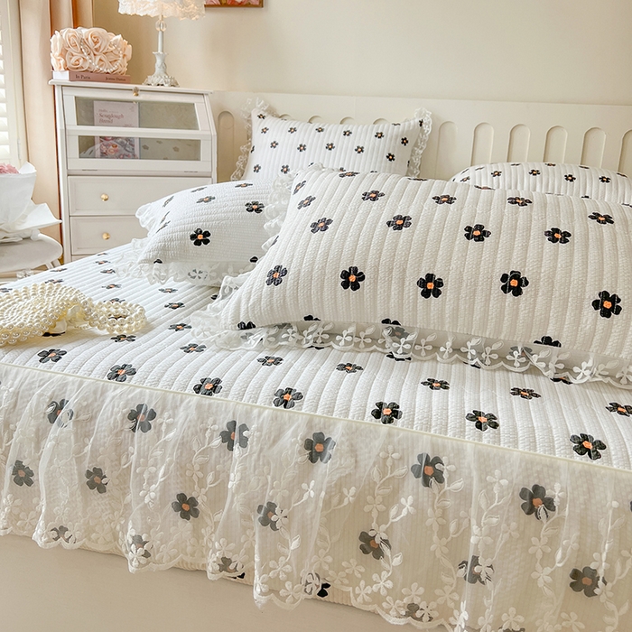 91家纺网 家纺一手货源 找家纺 网红馆（ck家纺） 2026新款泡泡棉印花床笠三件套 花儿朵朵