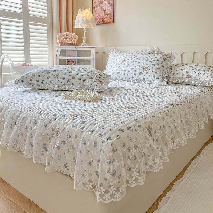 91家纺网 家纺一手货源 找家纺 网红馆（ck家纺） 2026新款泡泡棉印花床笠三件套 熊宝宝