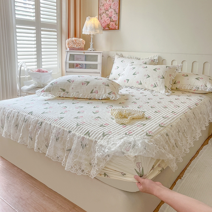 91家纺网 家纺一手货源 找家纺 网红馆（ck家纺） 2026新款泡泡棉印花床笠三件套 小清新